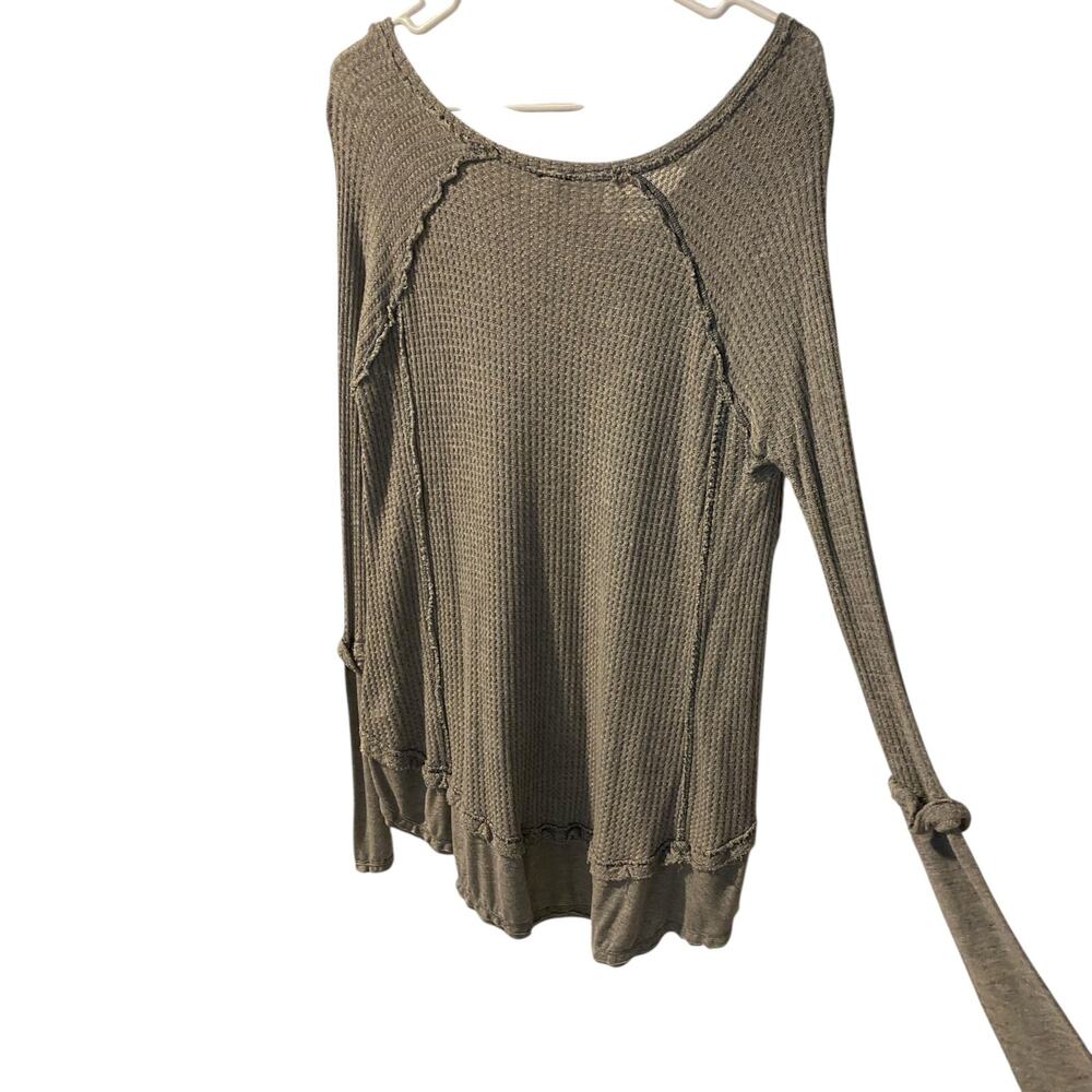 Free People We the Free Laguna Waffle Thermal Long Sleeve Top Small Gray Casual - Picture 7 of 12